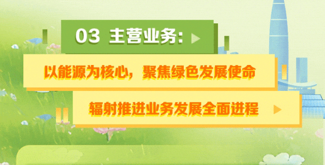 <p>03主营业务: </p>
<p>以能源为核心,聚焦绿色发展使命</p>
<p>辐射推进业务发展全面进程)</p>
