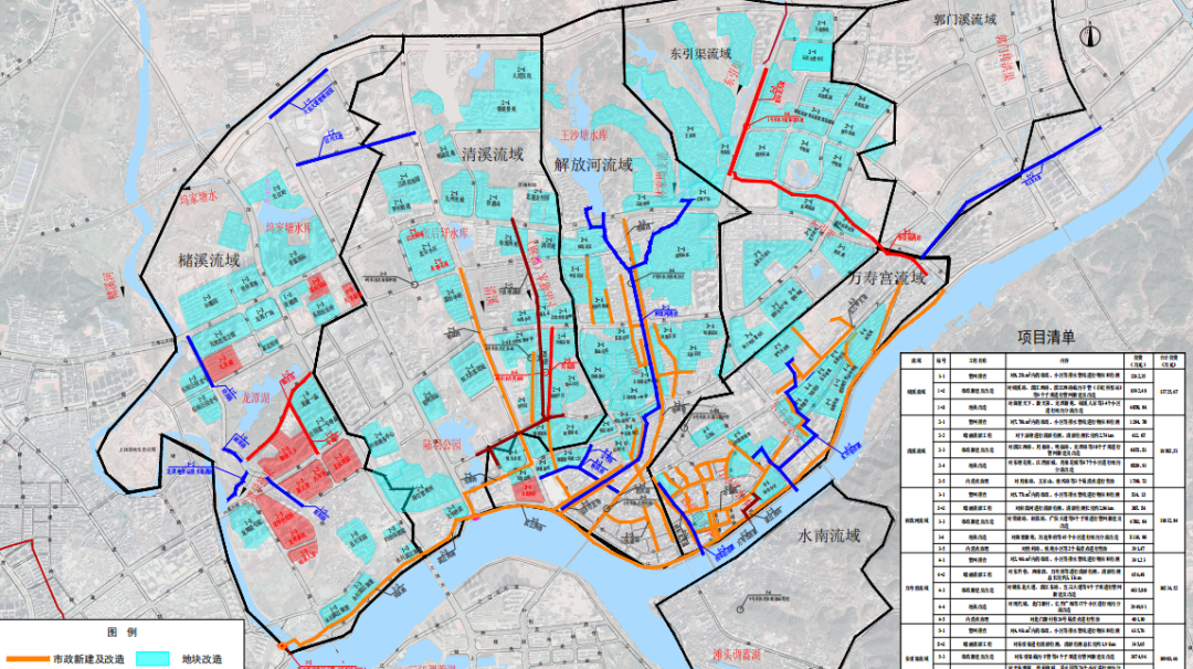 <p>郭门溪流域</p>
<p>①</p>
<p>东引渠流域</p>
<p>中江</p>
<p>王沙塘水库品</p>
<p>品清溪流域解放河流域</p>
<p>坞家塘水库</p>
<p>槠溪流域中</p>
<p>项目清单</p>
<p>造</p>
<p>在</p>
<p>Im转载</p>
<p>I特精理精电”BUA日</p>

<table>
<tr><td colspan="2">, 花 < .</td>
<td></td>
<td></td>
<td></td>
<td></td>
<td></td>
<td></td>
</tr>
<tr><td colspan="2">, 水" %十 , 电 S</td>
<td rowspan="3"></td>
<td></td>
<td>二PU</td>
<td></td>
<td></td>
<td rowspan="3"></td>
</tr>
<tr><td colspan="2">, 李龙 。 上 I \' I 店</td>
<td rowspan="2"></td>
<td rowspan="2">精配电城</td>
<td rowspan="2">米</td>
<td></td>
</tr>
<tr><td colspan="2">, I 我</td>
<td>CH</td>
</tr>
<tr><td colspan="2">, )Y</td>
<td rowspan="5"></td>
<td></td>
<td>可二</td>
<td></td>
<td></td>
<td rowspan="5"> </td>
</tr>
<tr><td colspan="2">, . 大 ,</td>
<td></td>
<td>四二国工</td>
<td></td>
<td>L</td>
</tr>
<tr><td colspan="2">野公园, 心 好</td>
<td></td>
<td>辅配剧4</td>
<td rowspan="2"></td>
<td></td>
</tr>
<tr><td colspan="2">I L iI</td>
<td></td>
<td>B厂精线</td>
<td></td>
</tr>
<tr><td></td>
<td>hn 1 大 A</td>
<td></td>
<td>二内</td>
<td></td>
<td></td>
</tr>
<tr><td colspan="2"> ” \' I</td>
<td rowspan="5"></td>
<td></td>
<td></td>
<td></td>
<td>LD</td>
<td rowspan="5">推</td>
</tr>
<tr><td colspan="2"></td>
<td></td>
<td></td>
<td rowspan="2"></td>
<td></td>
</tr>
<tr><td colspan="2">如 ></td>
<td></td>
<td></td>
<td></td>
</tr>
<tr><td colspan="2">I 、 一 水南流域 ,</td>
<td></td>
<td>一材</td>
<td rowspan="3"></td>
<td></td>
</tr>
<tr><td colspan="2"></td>
<td></td>
<td>五</td>
<td>大BuT</td>
</tr>
<tr><td colspan="2">, 一 ,</td>
<td rowspan="5"></td>
<td></td>
<td>一</td>
<td>山3</td>
<td rowspan="5"></td>
</tr>
<tr><td colspan="2">2 I I \'</td>
<td></td>
<td></td>
<td rowspan="2"></td>
<td>H</td>
</tr>
<tr><td colspan="2">, ,必 工 I</td>
<td></td>
<td></td>
<td></td>
</tr>
<tr><td colspan="2">I 点 , h d</td>
<td></td>
<td>精越</td>
<td></td>
<td>3</td>
</tr>
<tr><td colspan="2"></td>
<td></td>
<td>中</td>
<td></td>
<td>1</td>
</tr>
<tr><td colspan="4">图例 F 二 I , I 人 , </td>
<td></td>
<td></td>
<td></td>
<td></td>
</tr>
<tr><td colspan="4"> . ,  ”</td>
<td></td>
<td></td>
<td></td>
<td></td>
</tr>
<tr><td colspan="4">I市政新建及改造 地块改造 I I I 滩头调富湖 ,  ,</td>
<td></td>
<td></td>
<td></td>
<td></td>
</tr>
</table>

