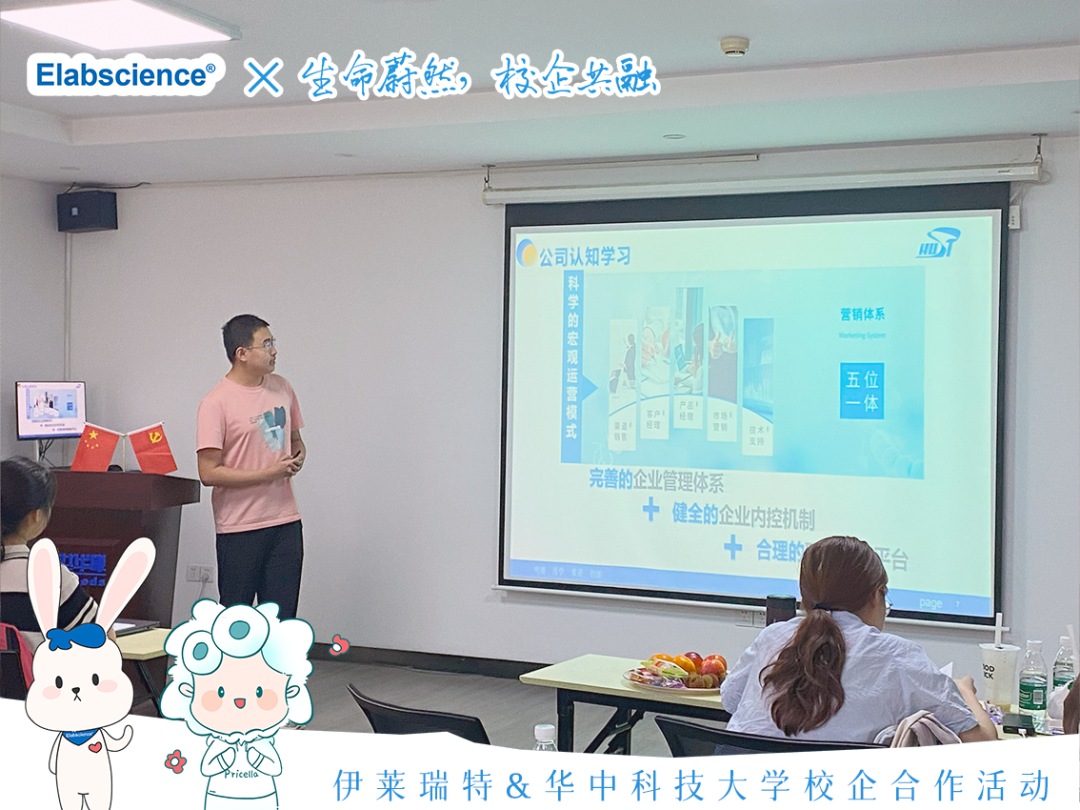 <p>Elabscience X生命蔚然标众共融</p>
<p>公司认知学习</p>
<p>P经年话</p>

<table>
<tr><td colspan="3">b 0中 电理</td>
<td></td>
<td>贸销</td>
<td>三种</td>
</tr>
<tr><td colspan="6">/!完善的企业管理体系L +健全的企业内控机制+</td>
</tr>
<tr><td colspan="2"></td>
<td colspan="4"></td>
</tr>
<tr><td colspan="6">S 叉</td>
</tr>
<tr><td>(下</td>
<td colspan="5">AA中(伊莱瑞特&华中科技大学校企合作活动</td>
</tr>
</table>
