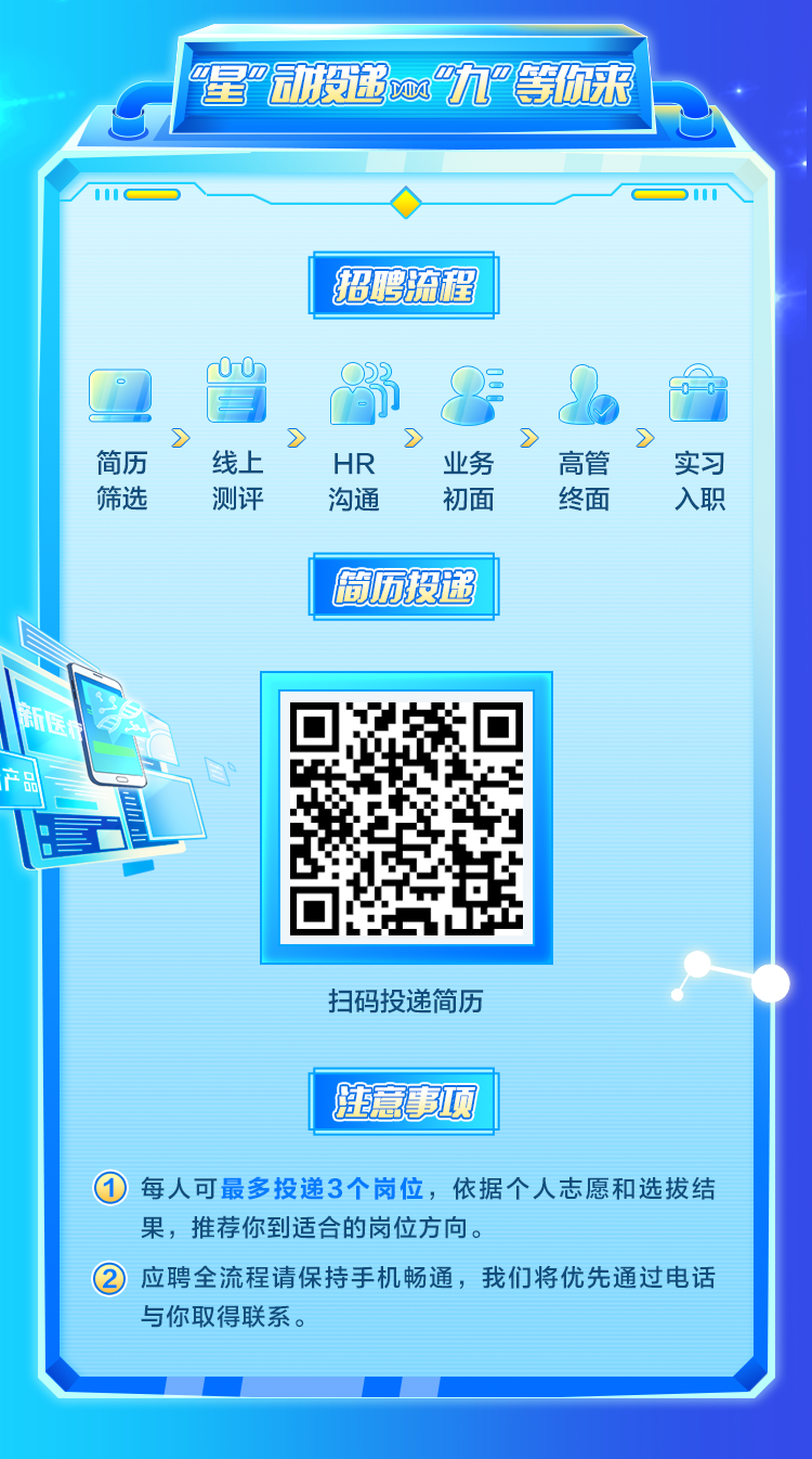 <p>招聘流程</p>
<p>c00</p>
<p>扫码投递简历</p>
<p>注意事项</p>
<p>果,推荐你到适合的岗位方向。</p>

<table>
<tr><td></td>
<td>C门 C</td>
</tr>
<tr><td colspan="2">》 》 》线上 HR 业务测评 沟通 初面简历投递</td>
</tr>
<tr><td colspan="2"></td>
</tr>
<tr><td></td>
<td>中M .凸</td>
</tr>
</table>
