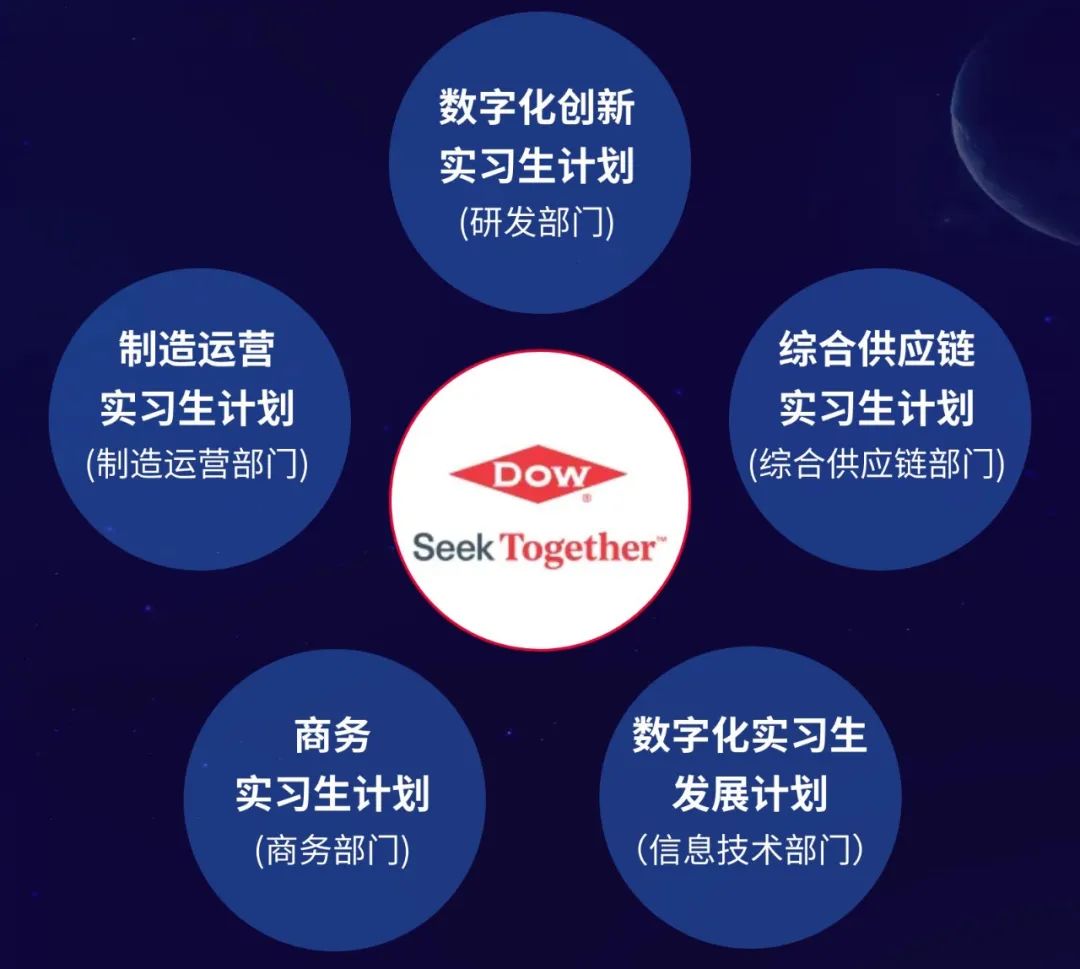 数字化创新\\n实习生计划\\n(研发部门)\\n制造运营\\n综合供应链\\n实习生计划\\n实习生计划\\n(制造运营部门)\\nDOW\\n(综合供应链部门)\\nSeekTogether\\n商务\\n数字化实习生\\n实习生计划\\n发展计划\\n(商务部门)\\n(信息技术部门)\\n